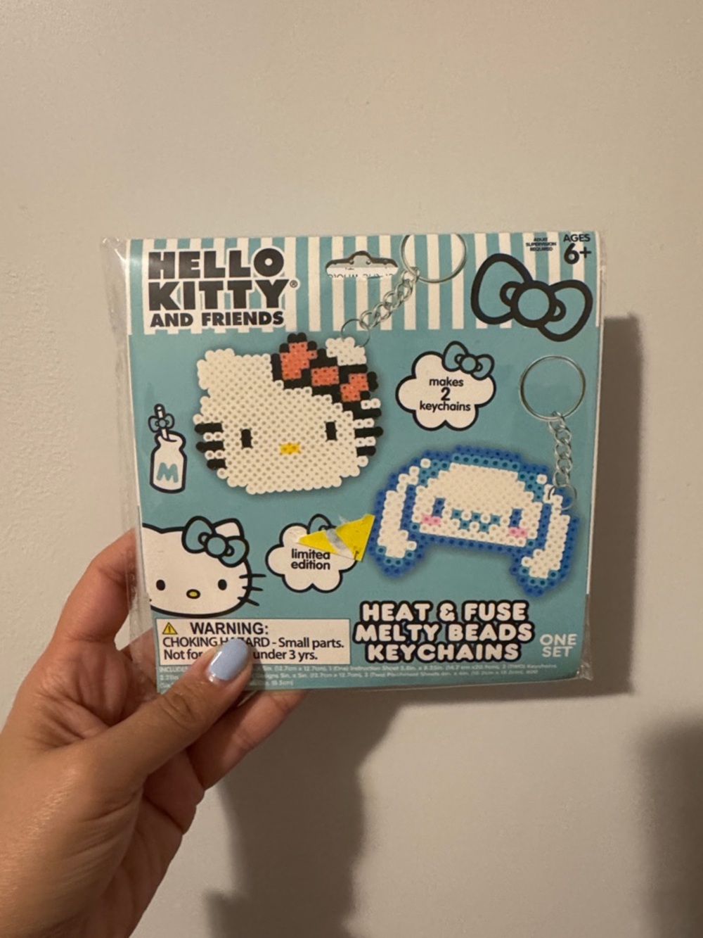 Hello Kitty & Friends Melty Beads Keychain Set - White, Pink & Blue